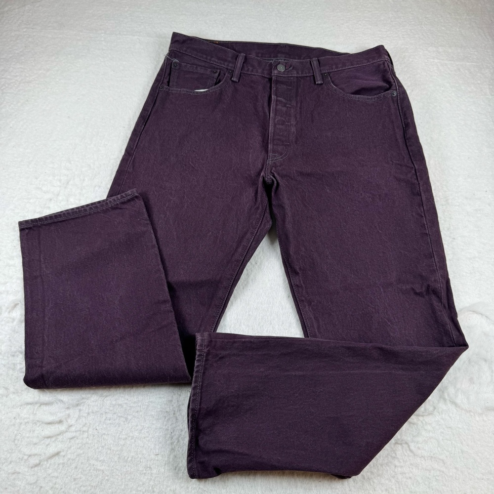 Levi's 501 Jeans Mens Size 36x32 Purple Straight Dark Wash Denim Casual 5 Pocket